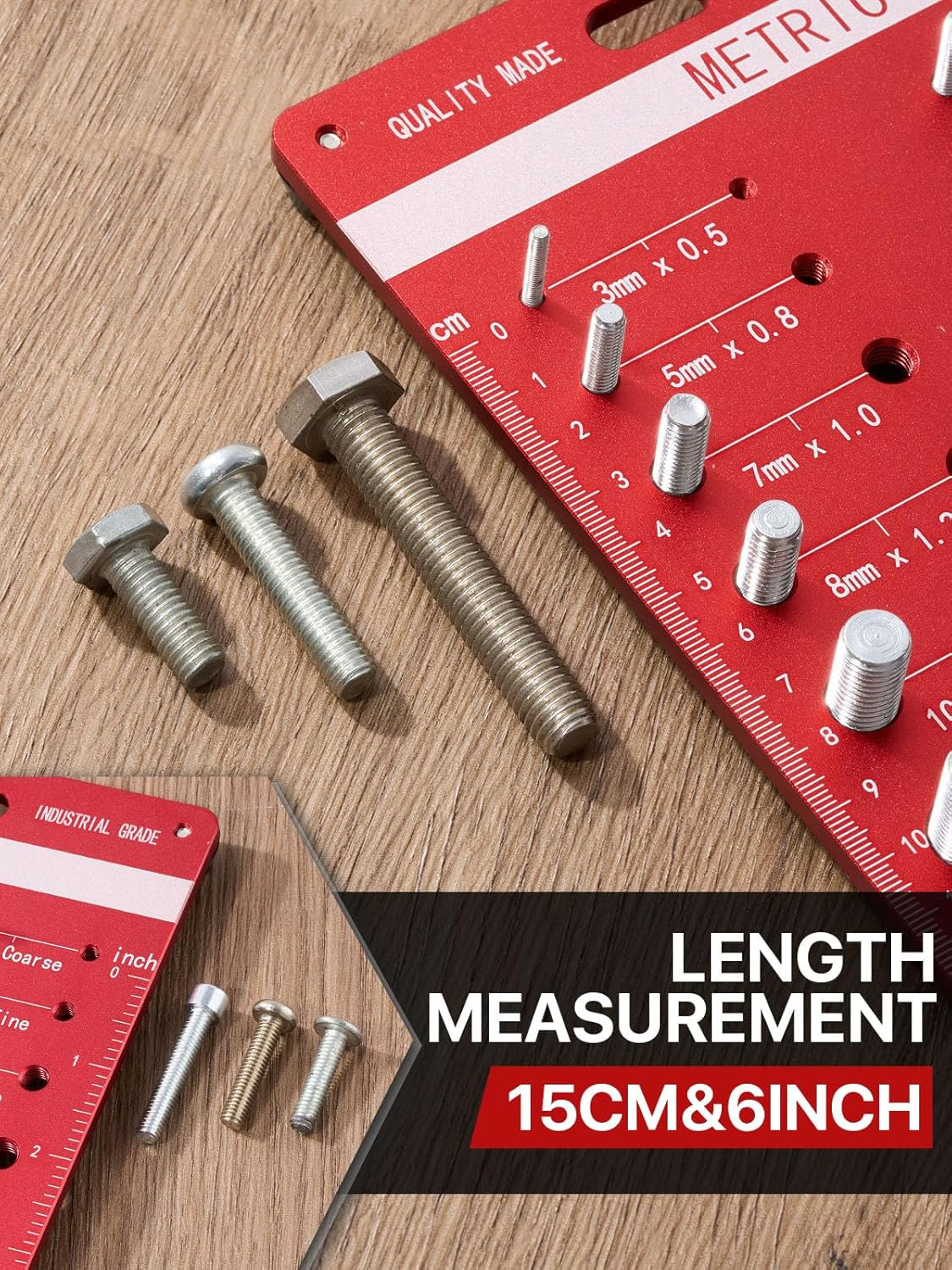 Thread Pitch Gauge & Bolt Size Checker Metric SAE Wall Mount Aluminum