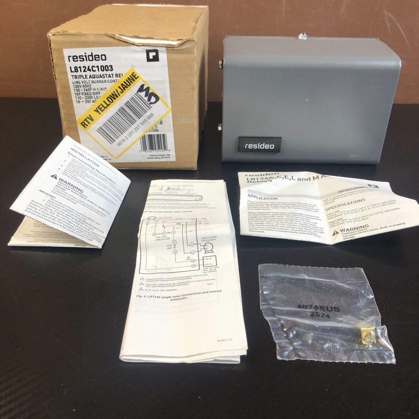 Resideo L8124C1003 Triple Aquastat Relay Line Volt Burner Control 120V 60HZ
