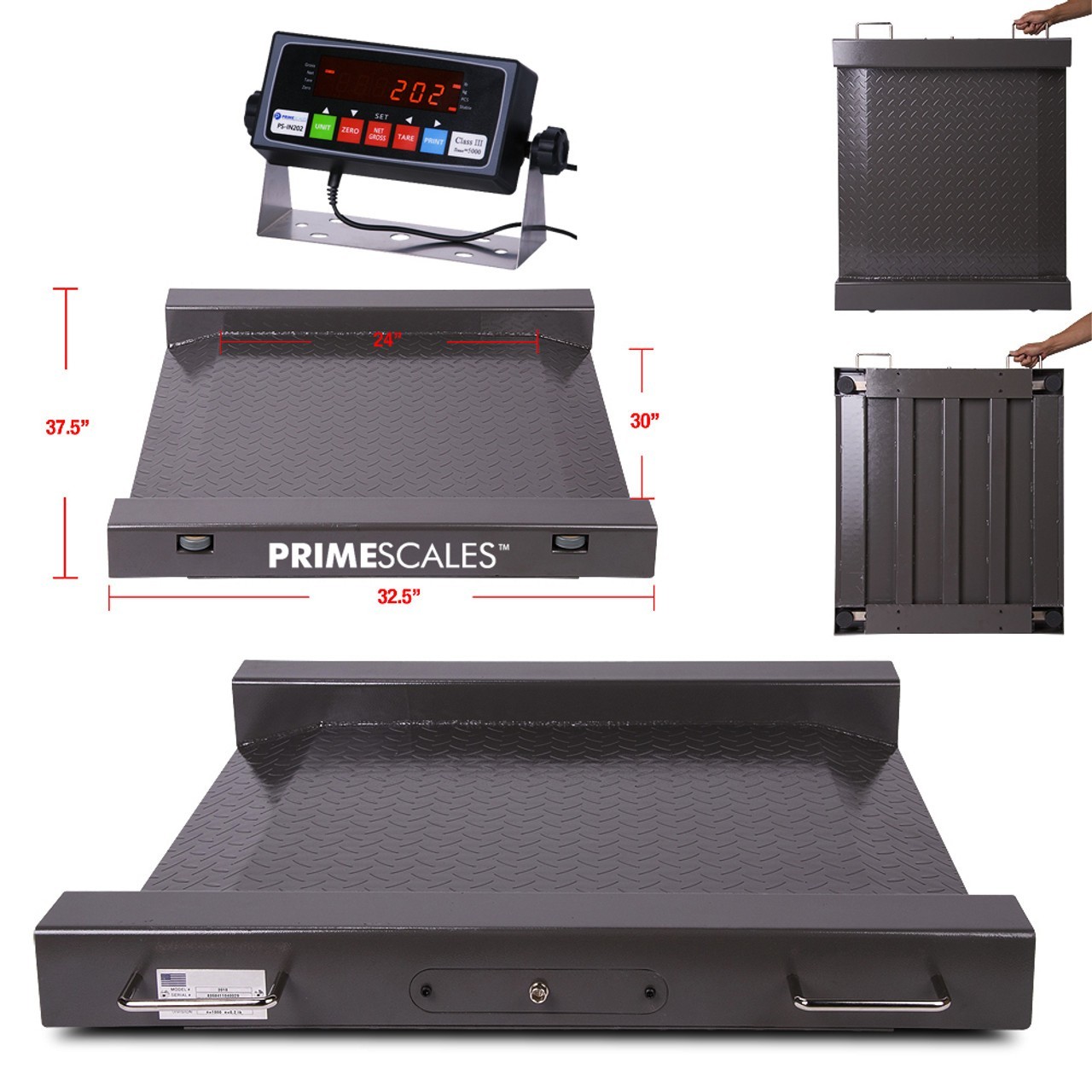 31×31 Portable Floor Scale 1000 lb x .2 lb Drum Wheelchair Platform Digital