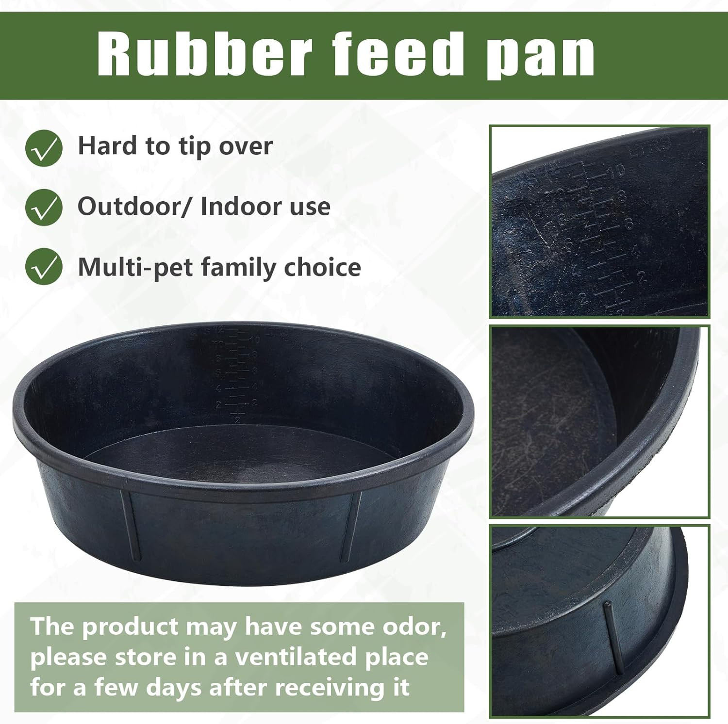 5 Pcs Rubber Feed Pan 12 Quart/ 3 Gallon Utility Horse Feed Bucket Rubber Bowl C