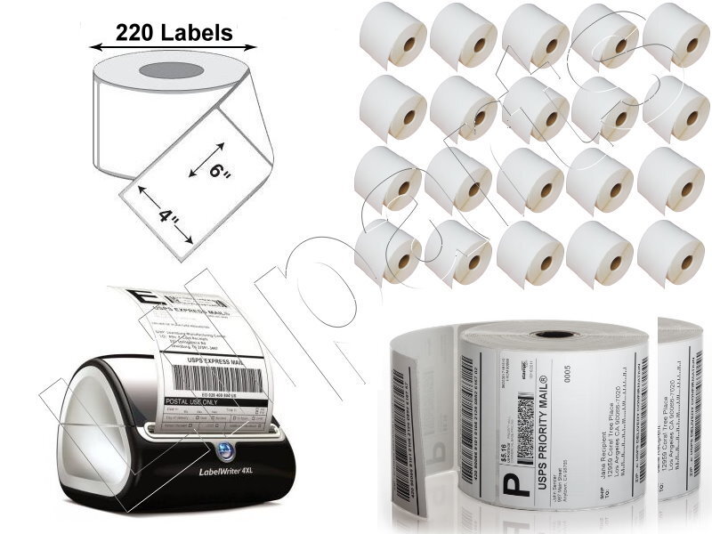 1- 20 Rolls 4×6 Direct Thermal Shipping Label 220/roll Dymo LabelWriter 4XL 5000