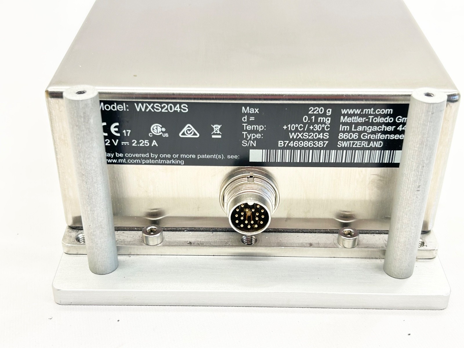 Mettler Toledo WXS204S High Precision Weigh Module 220g x 0.1mg Stainless