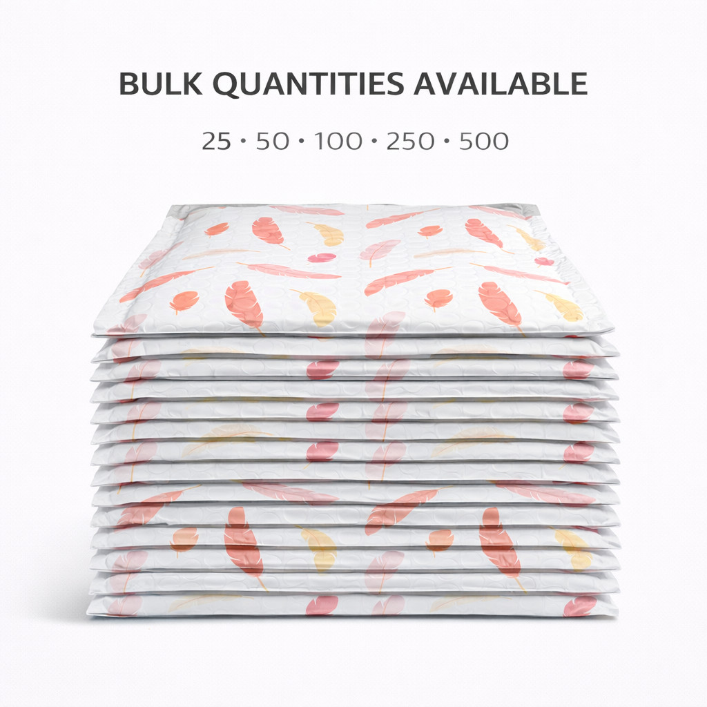 SmileMail Feathers Poly Bubble Mailers 6.5×10 Padded Self Seal Envelopes 25-500