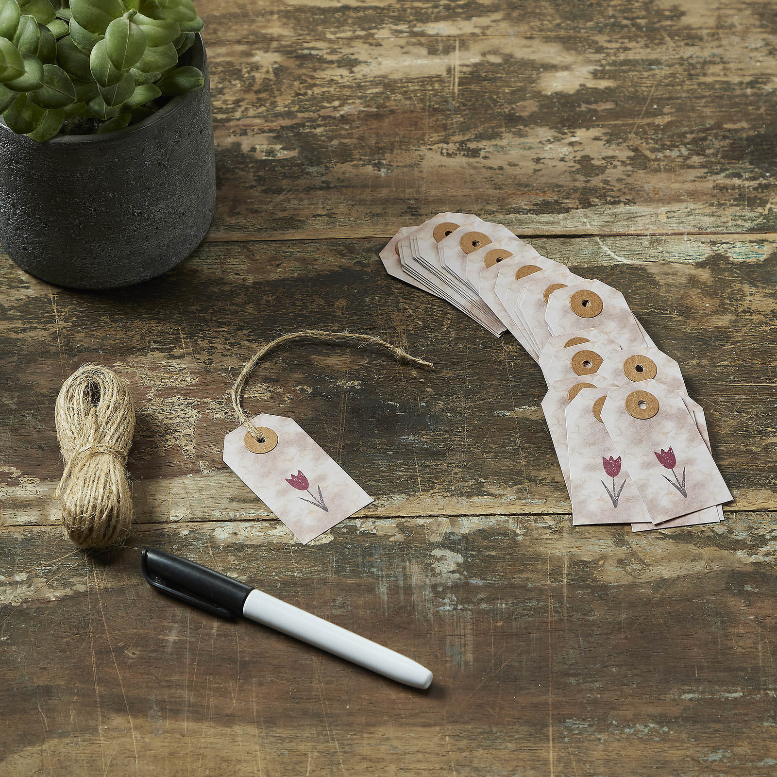 Spring In Bloom Tea Stained Red Tulip Paper Tag 2.75×1.5 Set of 50 VHC Brands