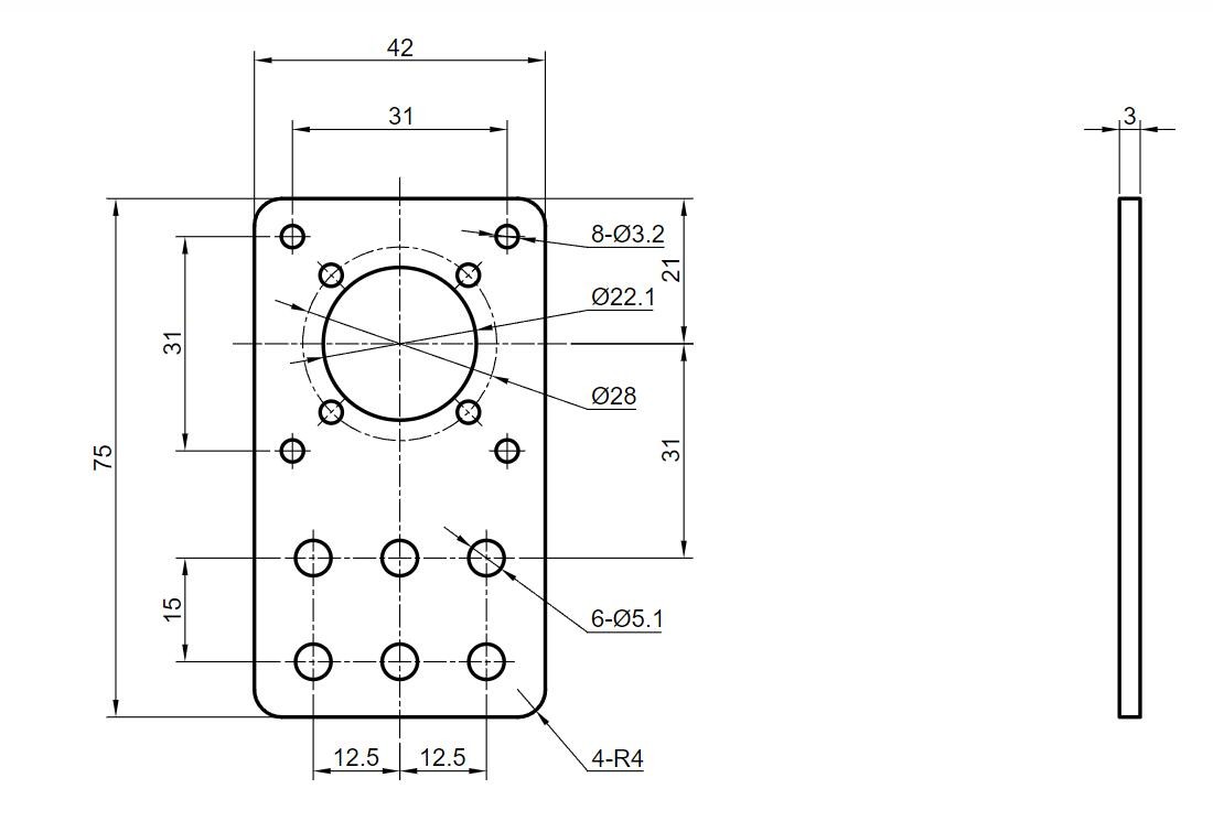Mounting Plate and Bracket Nema 17 Stepper Motor (Geared Stepper) CNC/3D Printer