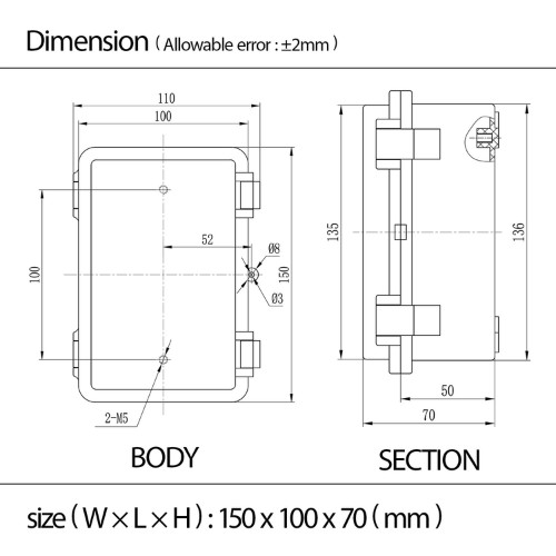 Outdoor Waterproof Electrical Box Junction Box Weatherproof IP67 ABS Plastic Enc