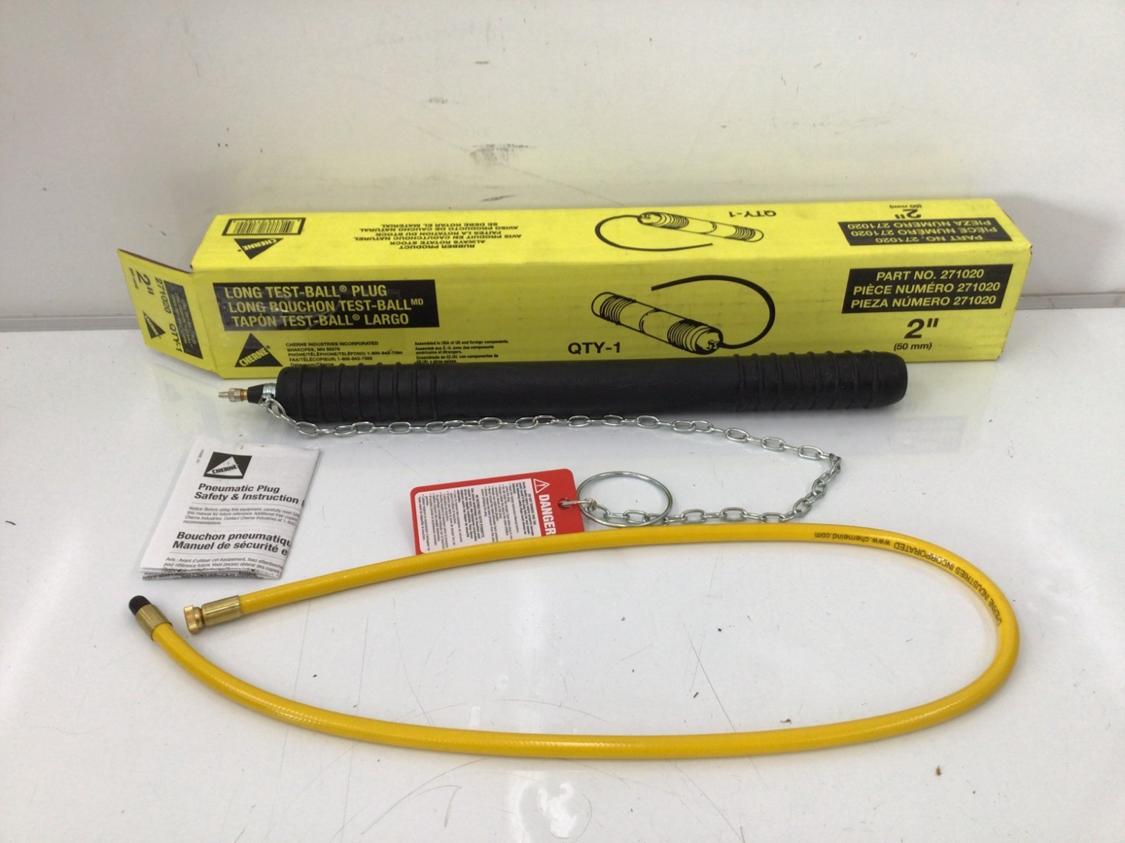 Cherne 271020 Long Test Ball Plug 2″ Pneumatic Pipe Plug Plumbing Waste Stack