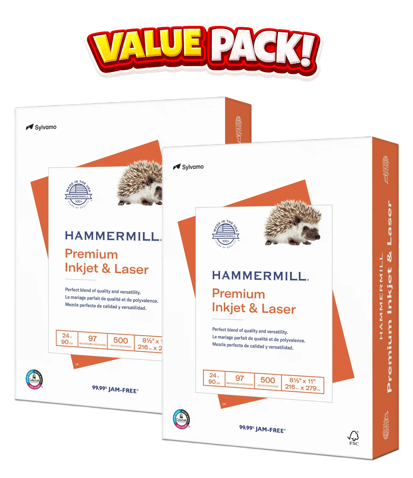 Hammermill Premium Printer Paper, 24lb, 8.5×11, White, 2Reams (2x 500 Sheets)