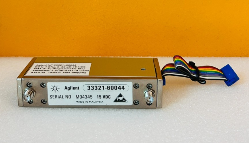 Agilent 33321-60044 4 GHz, 60 dB, SMA (F) Attenuator + 8120-8741-A Cable Tested!
