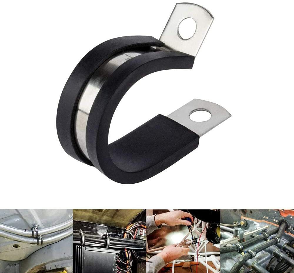 20pcs 3/8″ Inch Cable Clamp Rubber Cushioned Insulated Clamp Stainless Steel