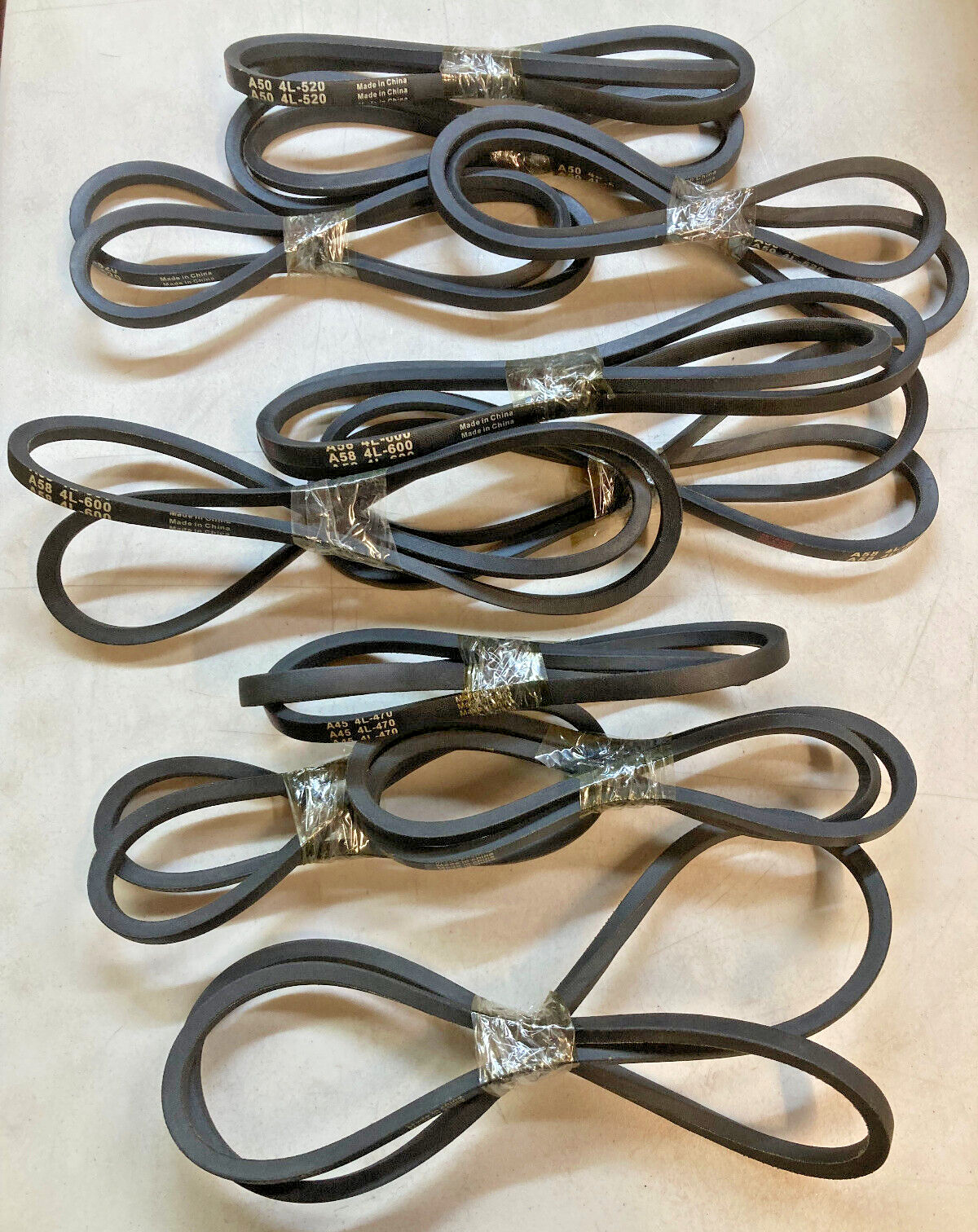LOT OF 11 – PowerDrive Belts – Various Sizes – 52″, 47″, 60″, 65″