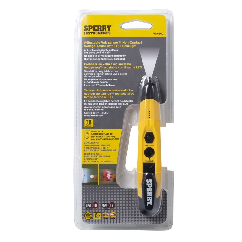 Sperry Voltage Detector 12-1000V Black/Yellow VD6509 with Audible Alert