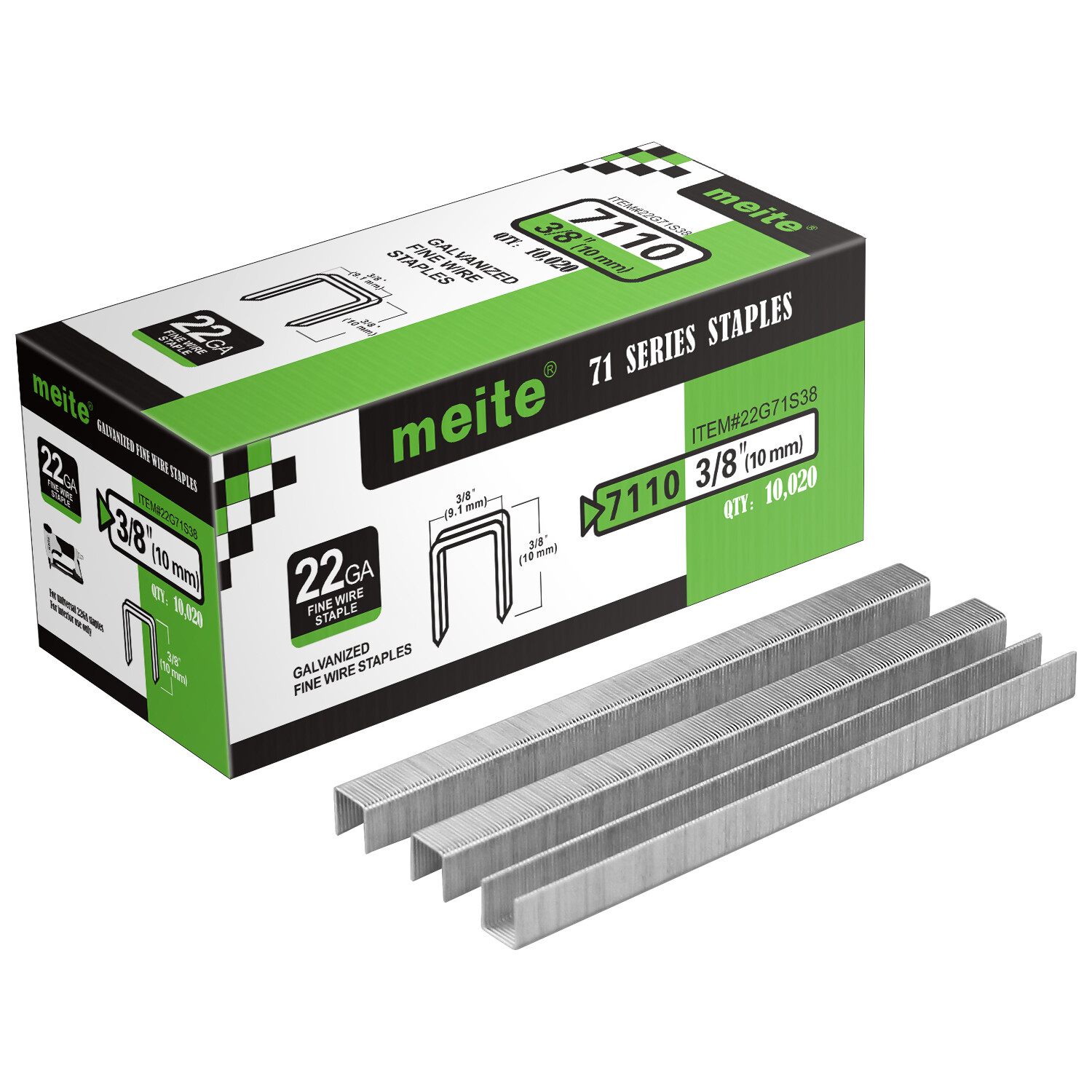 meite 22 GA 3/8″ Crown 3/16″ – 5/8″ Length Galvanized Upholstery Staples 71 Type
