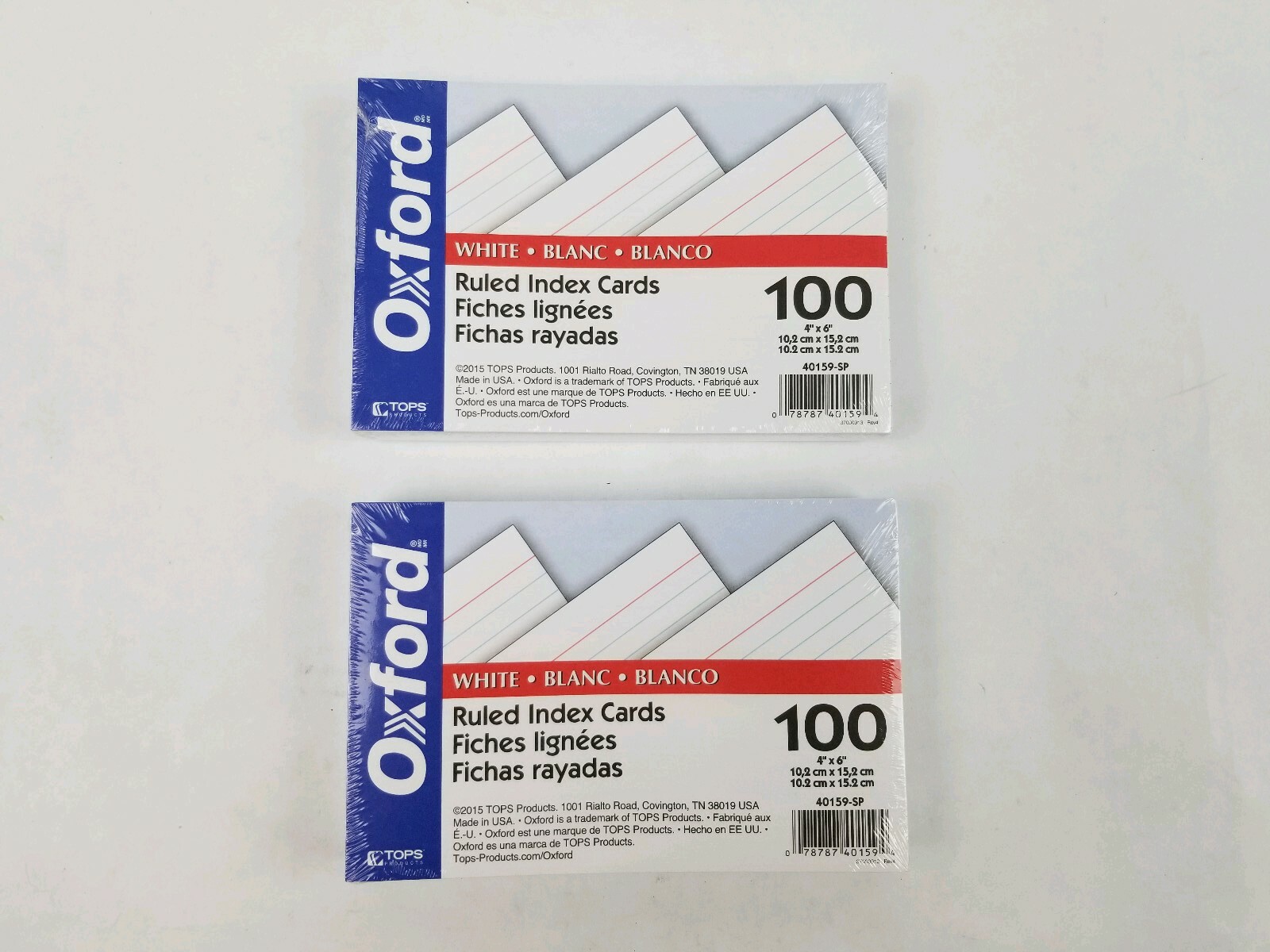 Oxford Ruled Index Cards, White, 4 x 6 Inches, 100 per Pack (40159-SP) 2 pack