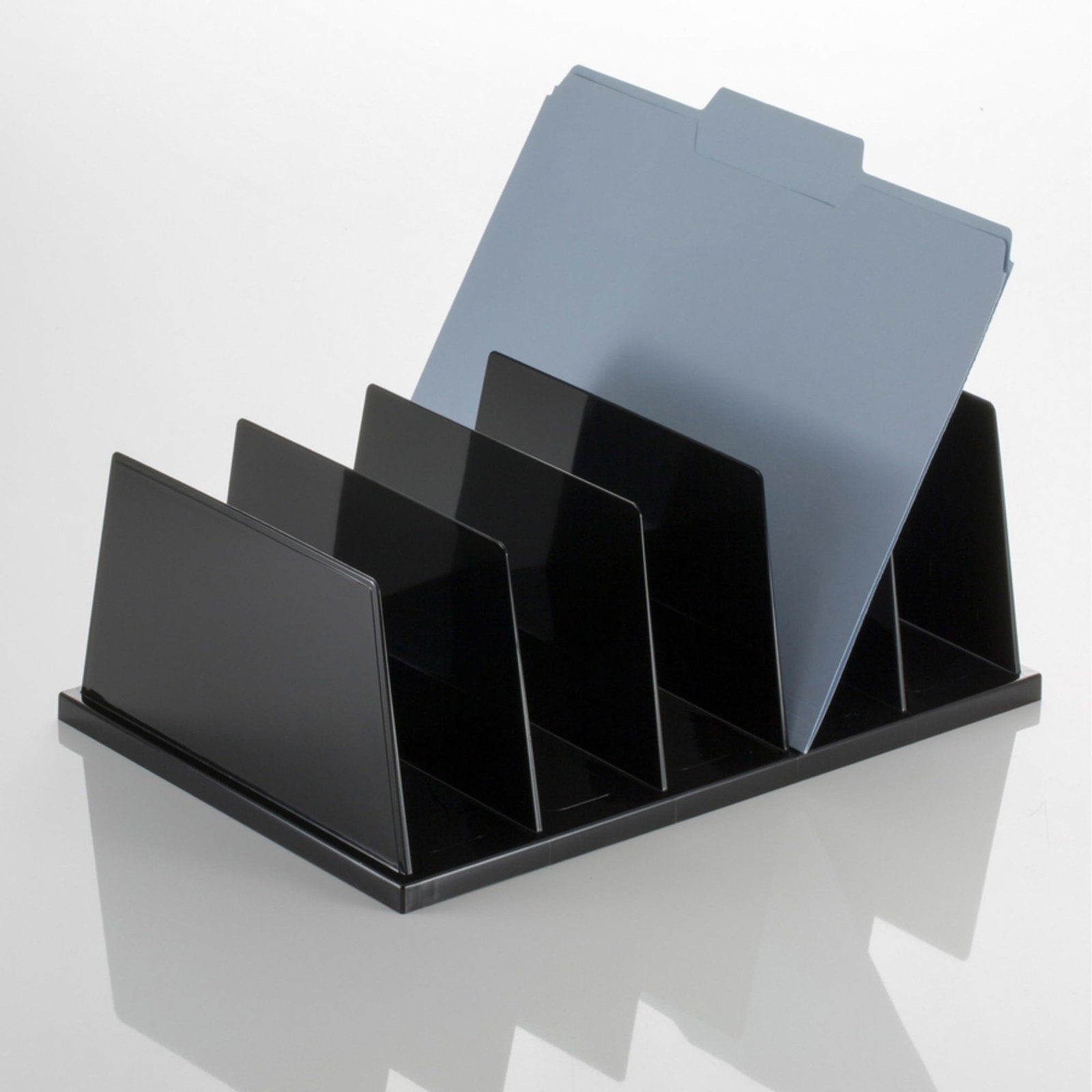 Large Sorter, 5 Compartments, 9 x 13 1/2 x 5 Inches, Black (21222)