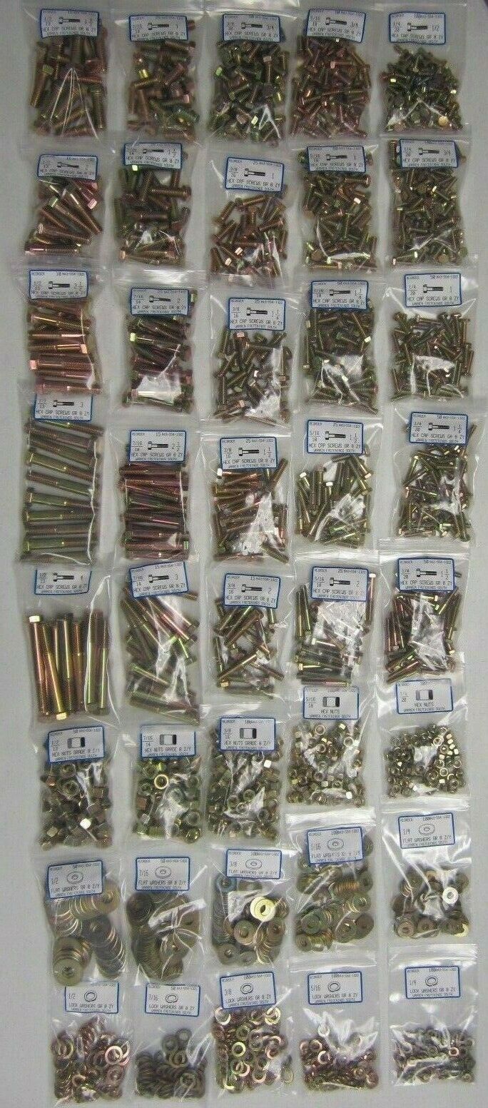 2915 Piece Grade 8 Yellow Zinc Coarse Thread Assortment