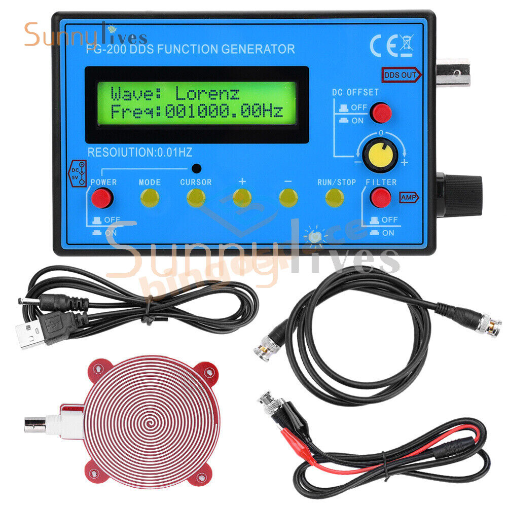 FG-200 0.01Hz-500KHz DDS Function Signal Generator Frequency Signal Counter New