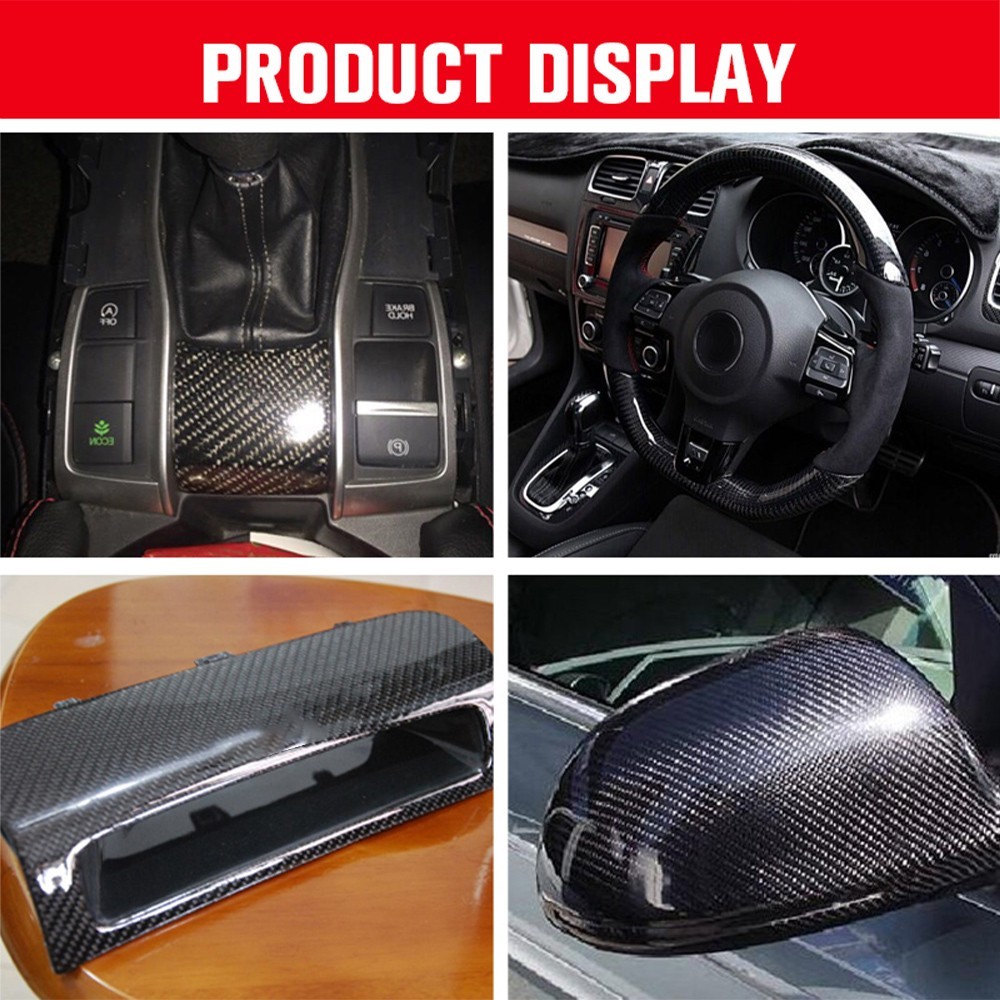 50 x 100CM Pure Carbon Fiber Fabric Cloth Roll 3k 200gsm 2×2 Twill Weave Black