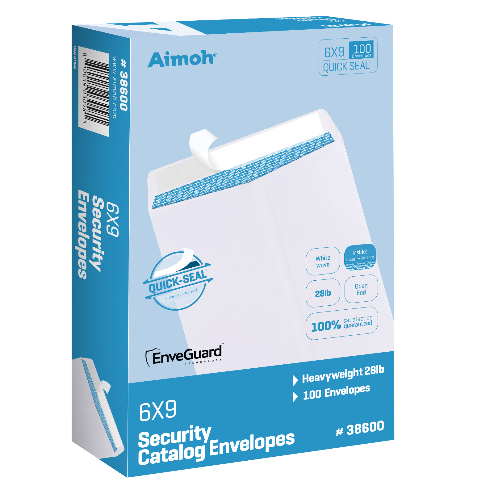 6×9 White Catalog Envelopes – Security Tinted – Self-Seal (38600)