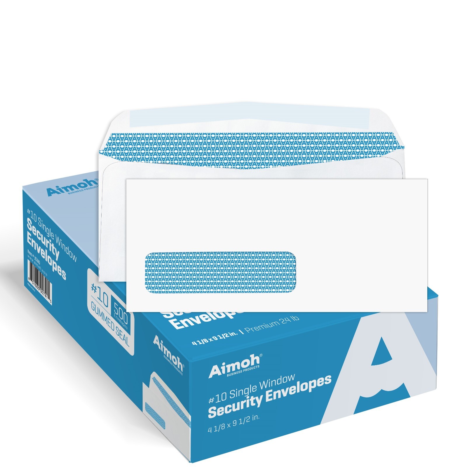 500 #10 Single Left Window Security Tinted Envelopes, Gummed Closure