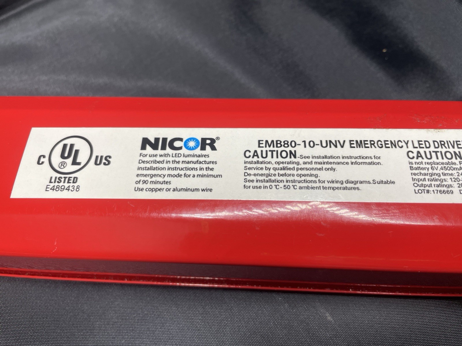 NICOR EMB80-10-UNV 5.5W LED BATTERY BACKUP DRIVER (For Damp Locations)