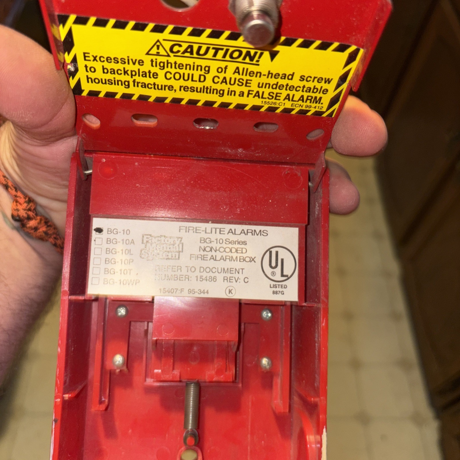Fire-Lite Bg-10 Rev. F Manual Pull Station Fire Alarm 3 Amps 30 Volts TESTED