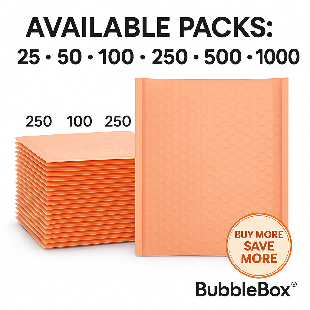 Peach Poly Bubble Mailers 6.5×10 Self-Seal Padded Envelopes | 25–1000 Pack | US