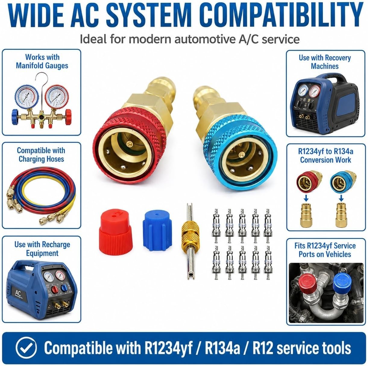 R1234yf Adapter & 1234yf Refrigerant Recharge Kit – R1234yf to R134a Adapter wit