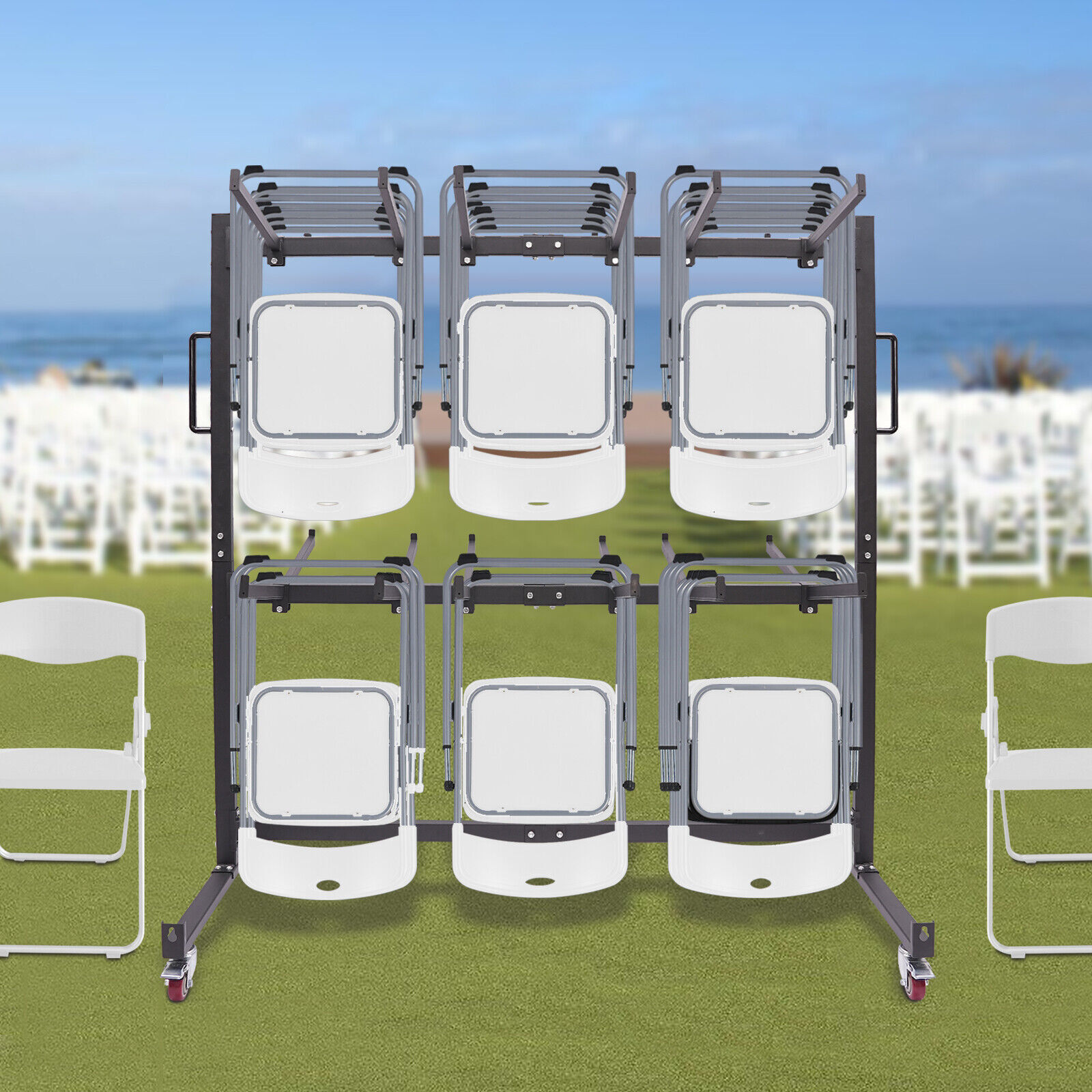 Folding Chair Rack Dolly Cart Table Storage Rack Desk Chairs Cart Trolley
