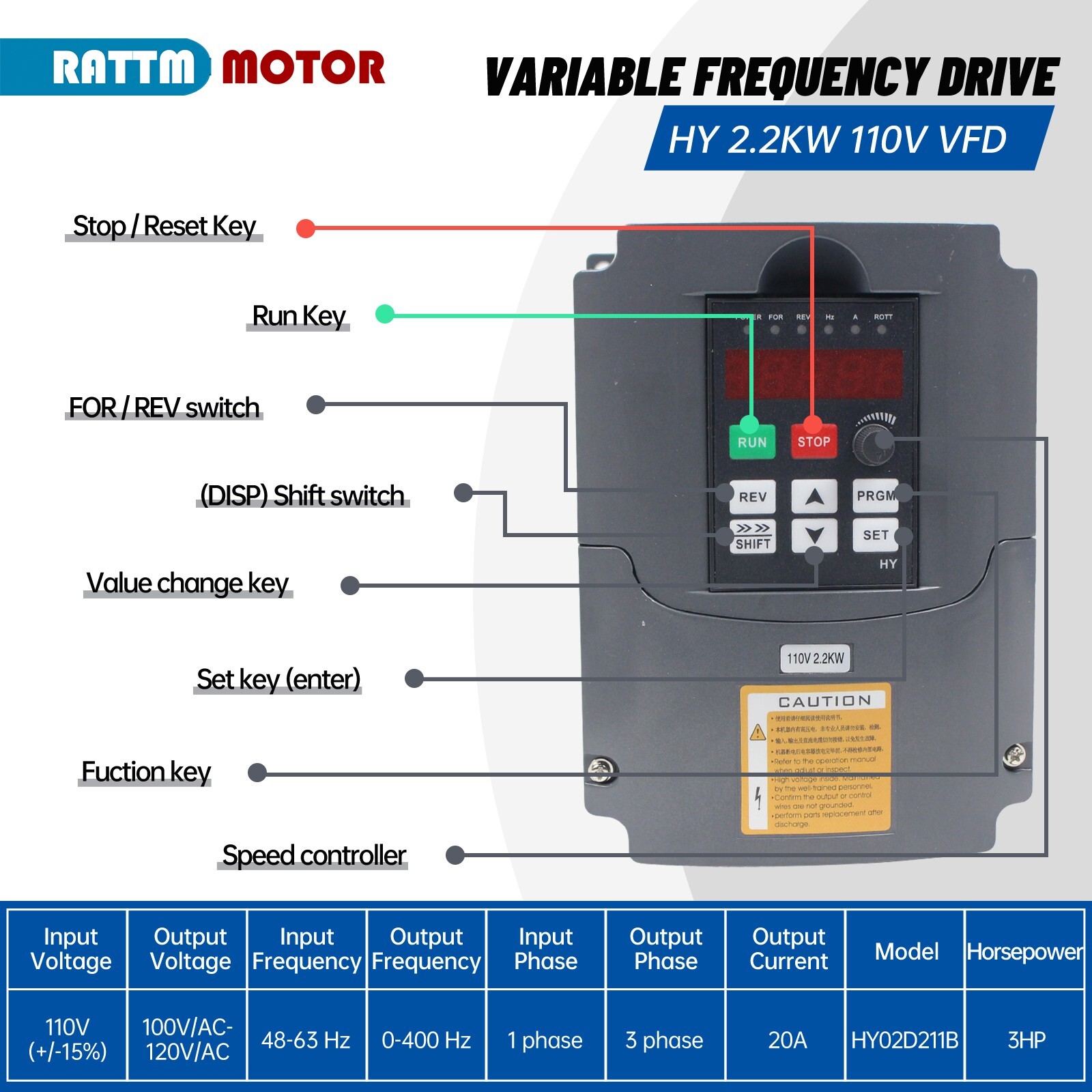 ◤US◢ 2.2KW Water cooling spindle motor 110V+2.2KW Inverter VFD 110V+Pump+Collet