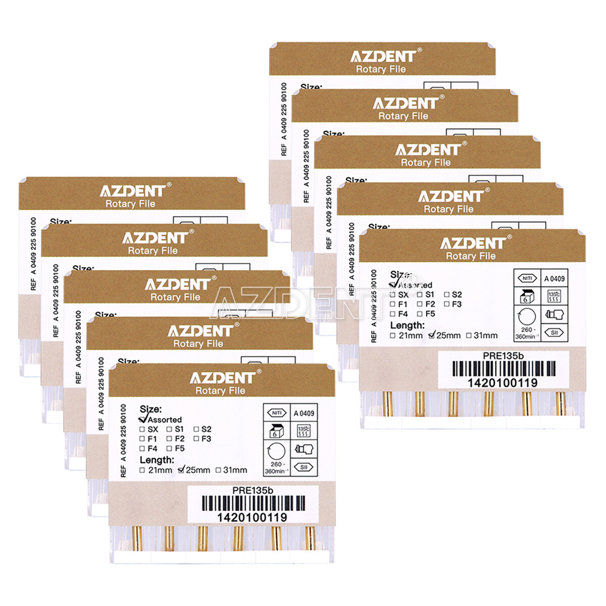 AZDENT Dental Endo Super Rotary Files Root Canal K-Files Engine Use 25MM SX-F3
