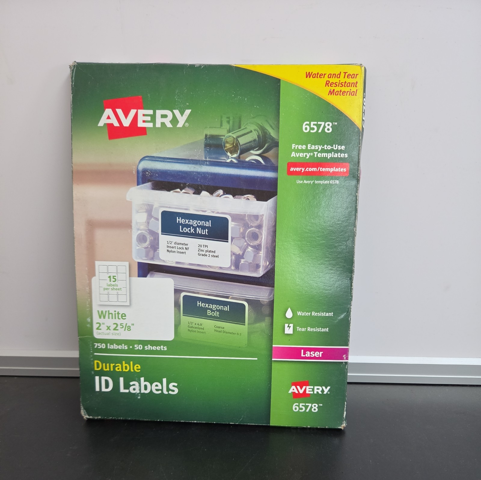 Avery Dennison 6578 Laser 750 Labels Permanent Durable Id Label – 2″x 2 5/8″