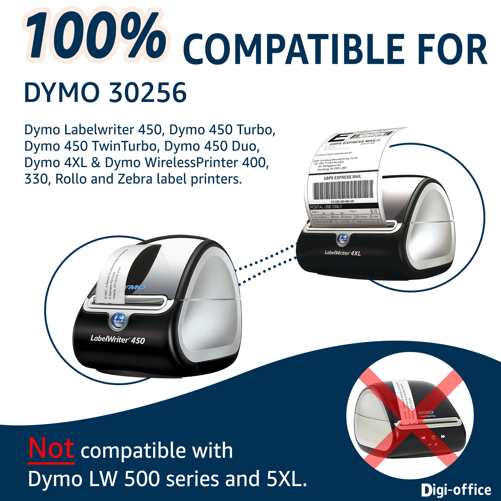 Compatible with Dymo 450 30256 2-5/16″ x 4″(59mm x 101mm) Large Shipping Labels