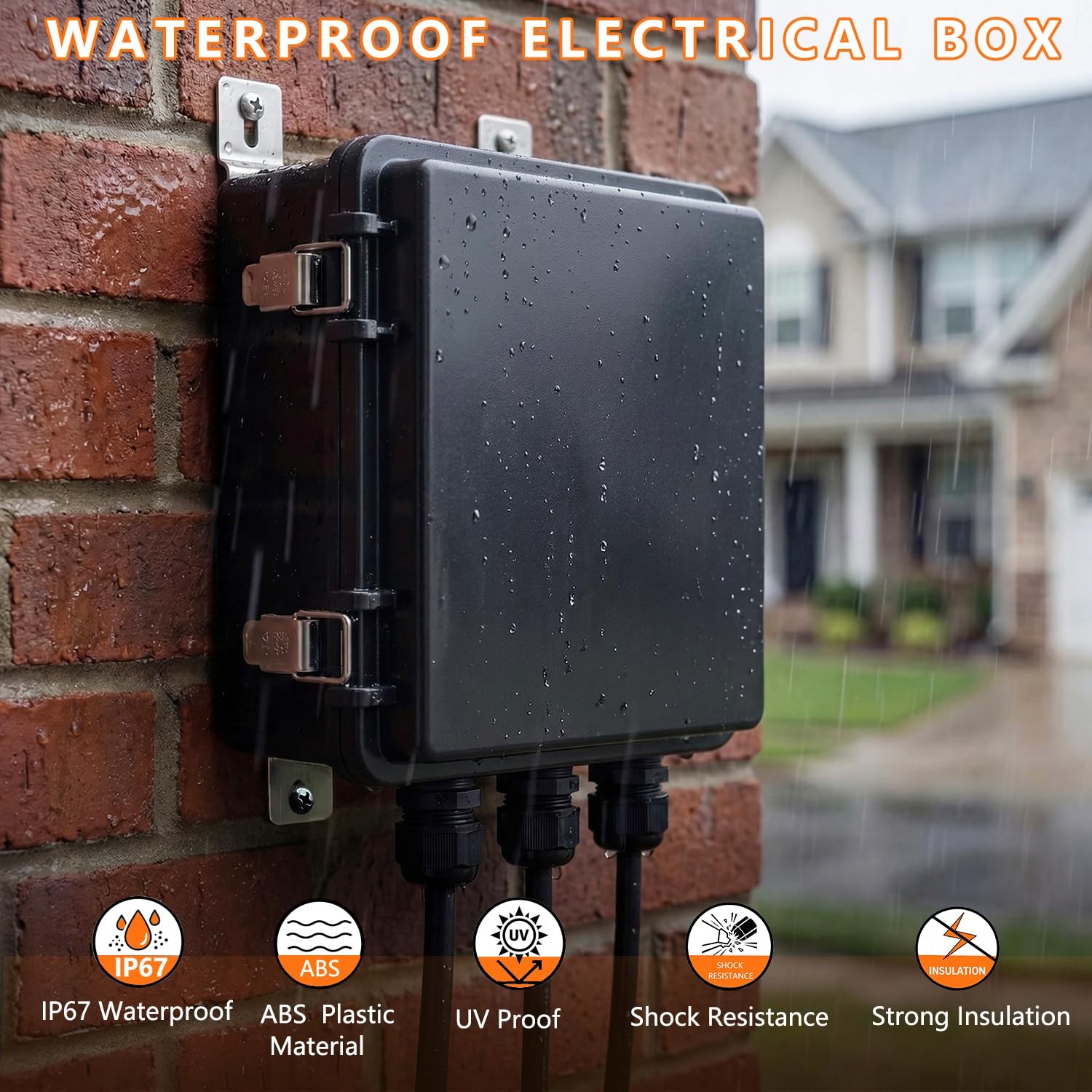 Electrical Junction Box IP67 Waterproof Outdoor Box ABS Plastic Enclosure Black
