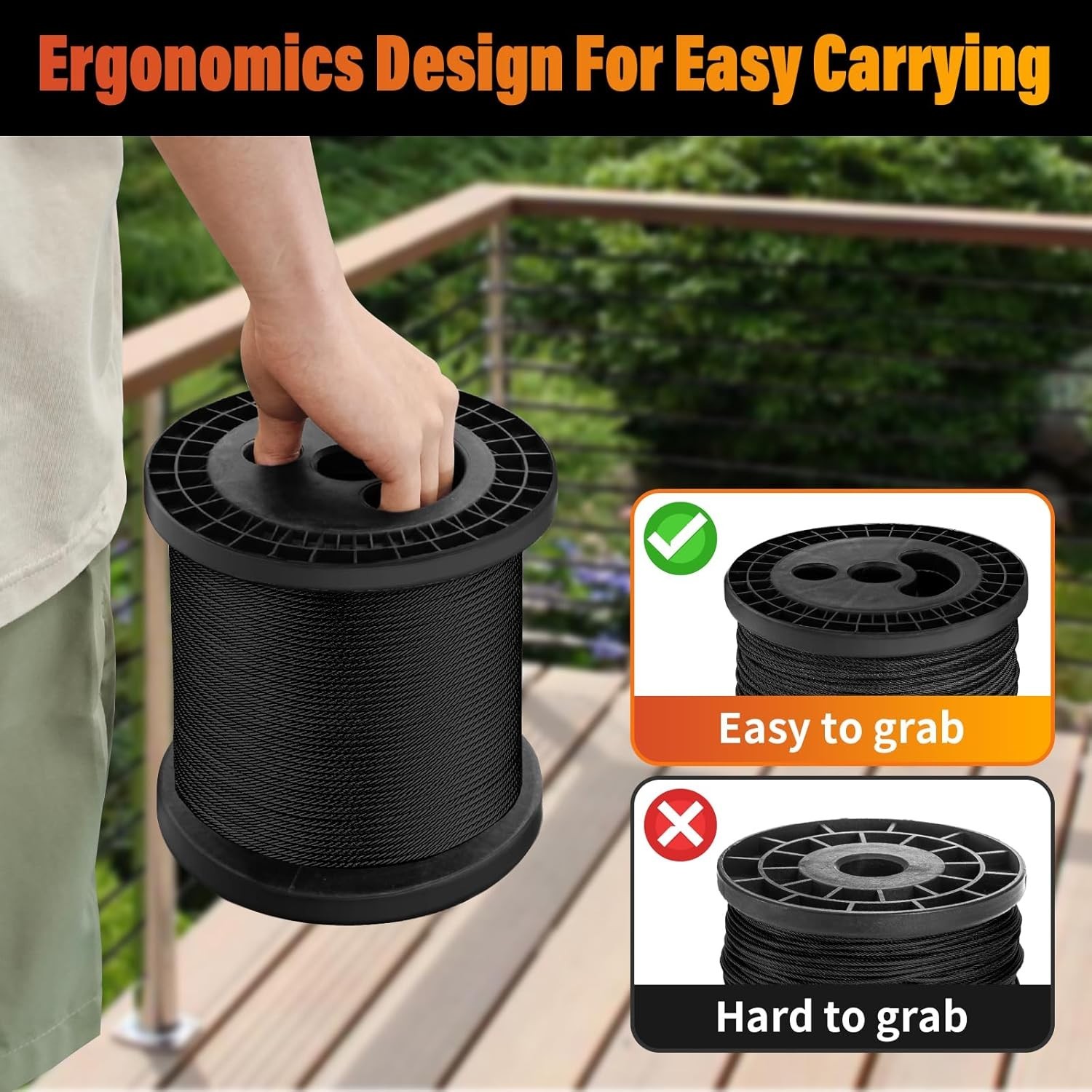 Black Stainless Steel Cable for Railing – 500FT 1/8″ T316 Wire Rope for Deck …