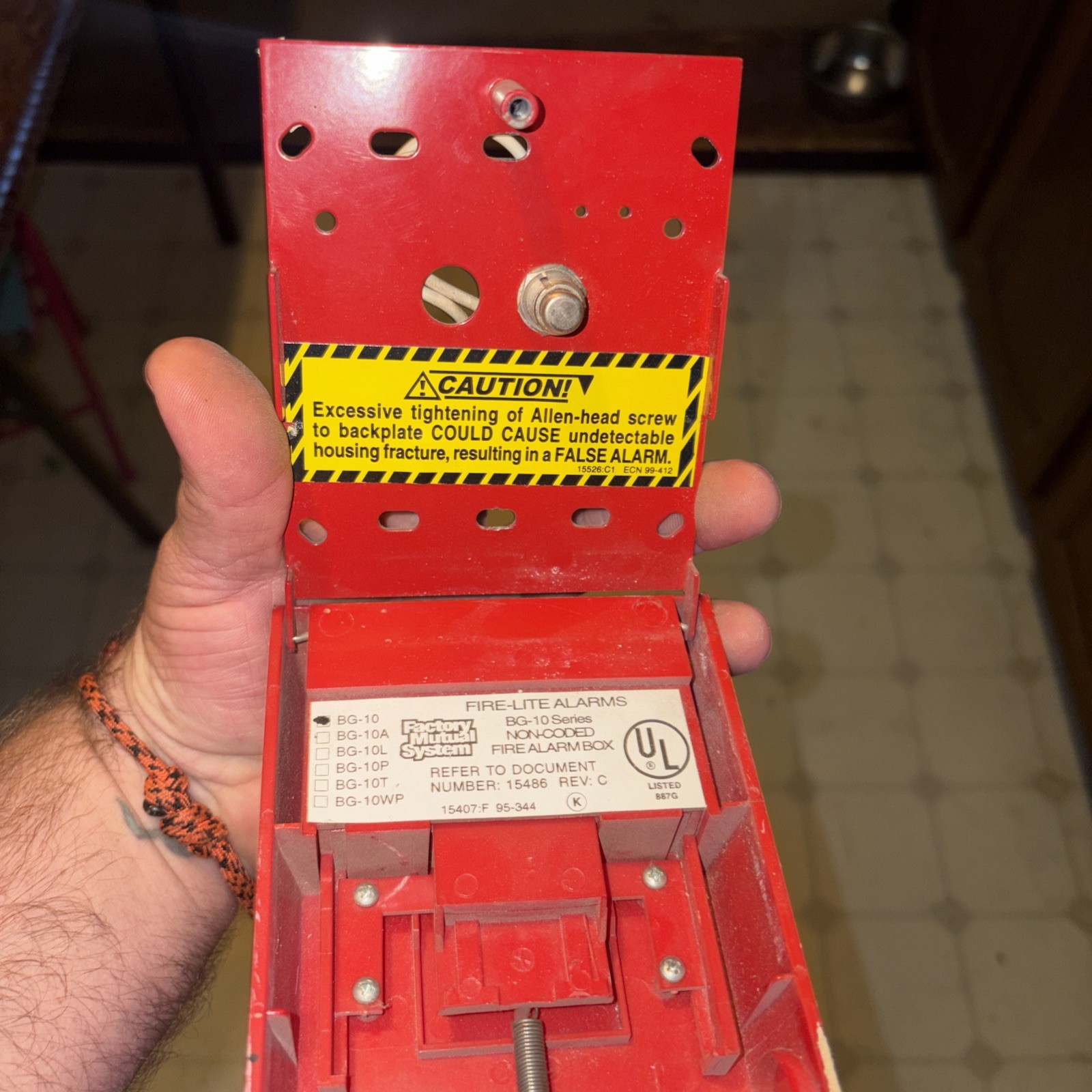 Fire-Lite Bg-10 Rev. F Manual Pull Station Fire Alarm 3 Amps 30 Volts TESTED