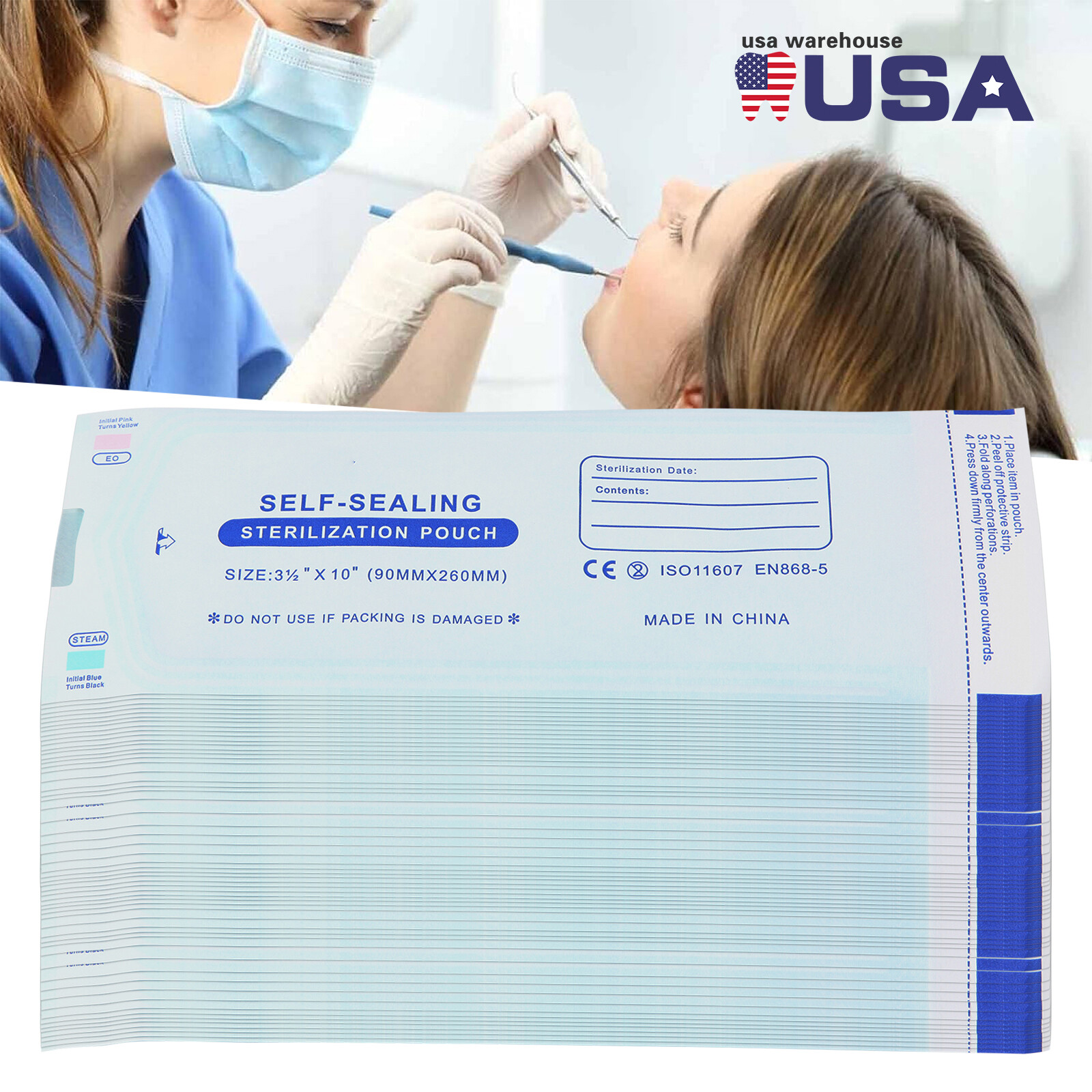 Up to 7000 Sterilization Pouches 3.5 «x 10 » Dental Medical Self Seal Pouch Bags