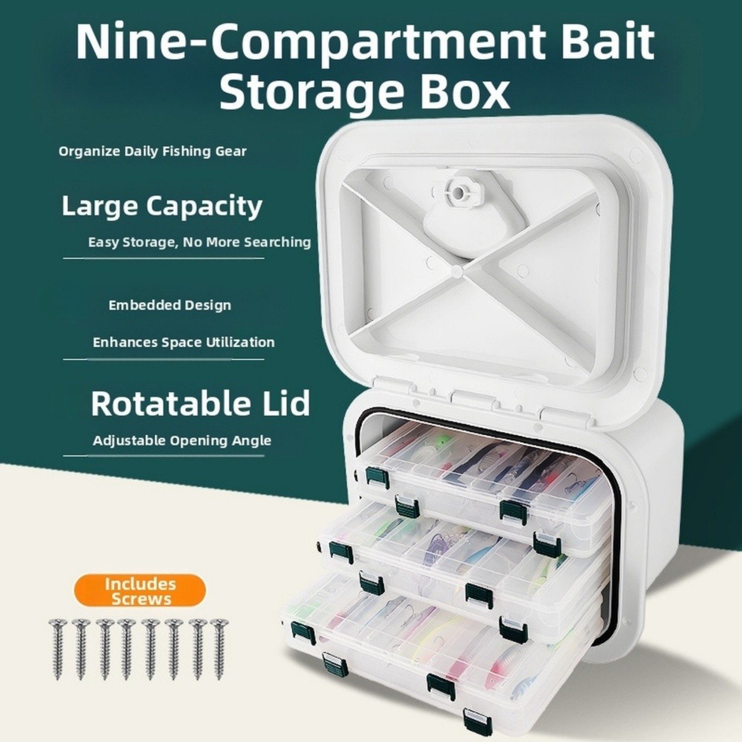ABS Marine Storage Box with Deck Cover Hatch Lid for Organized Fishing Storage