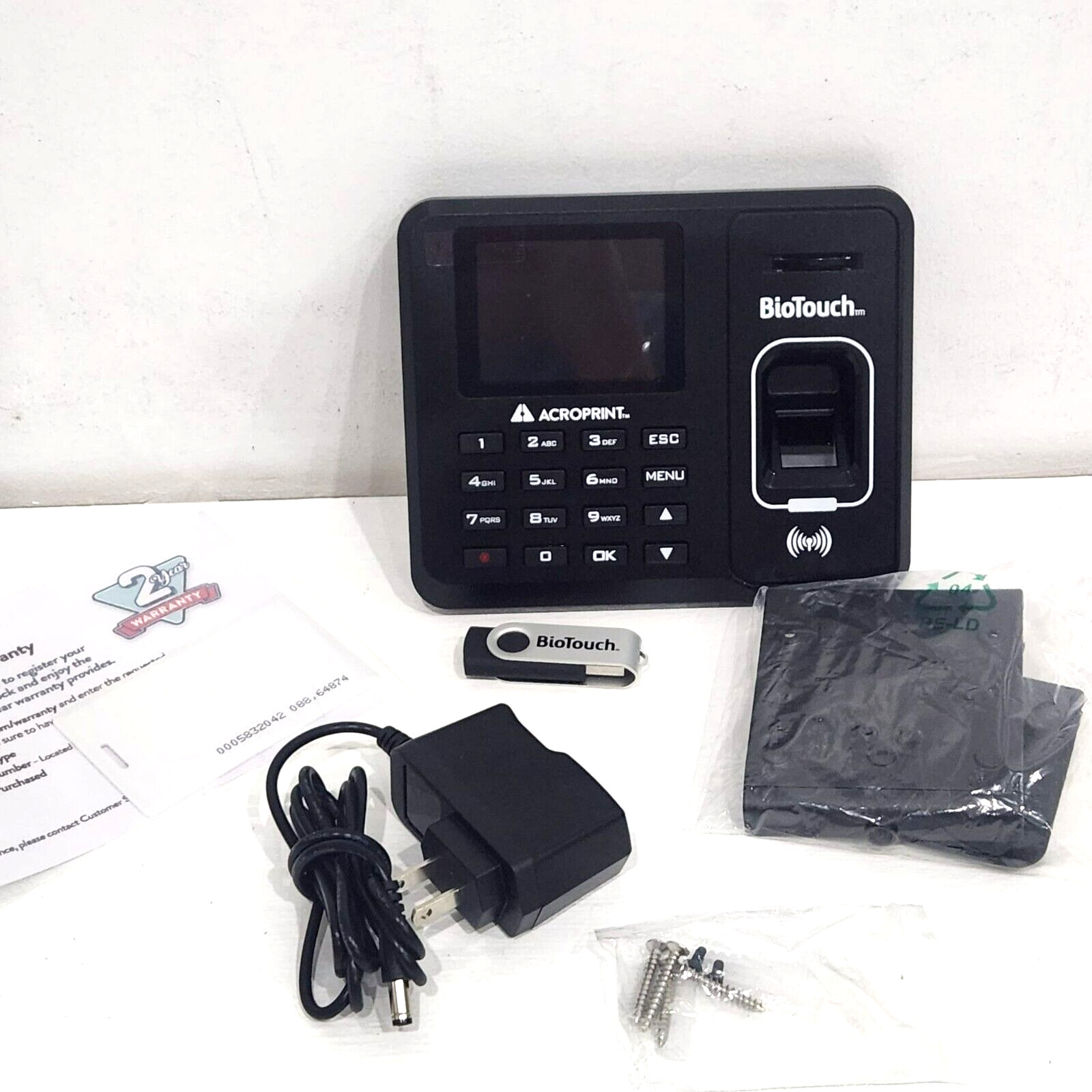 BioTouch Fingerprint Time Clock – Acroprint – No Monthly Fee, USB & Secure Log