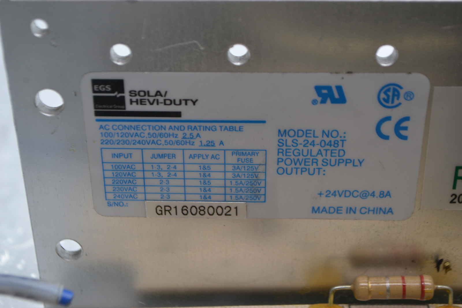 EGS SOLA GR16080021 SLS-24-048T POWER SUPPLY UNMP