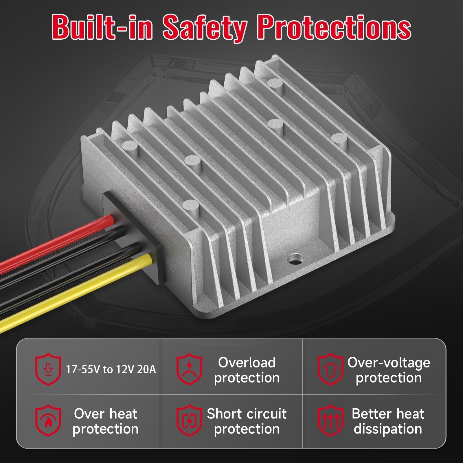 18V to 12V Step Down Converter Compatible with Milwaukee 18V Battery Adapter