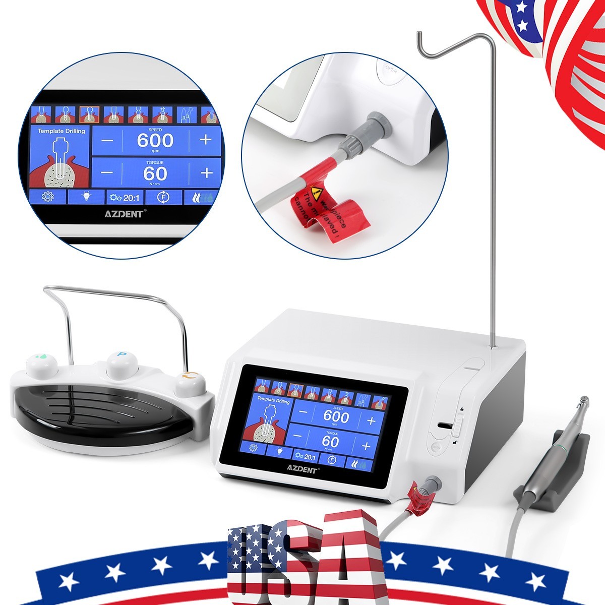 Portable Dental Mobile Delivery Unit System Air Compressor 4 Holes/Implant Motor