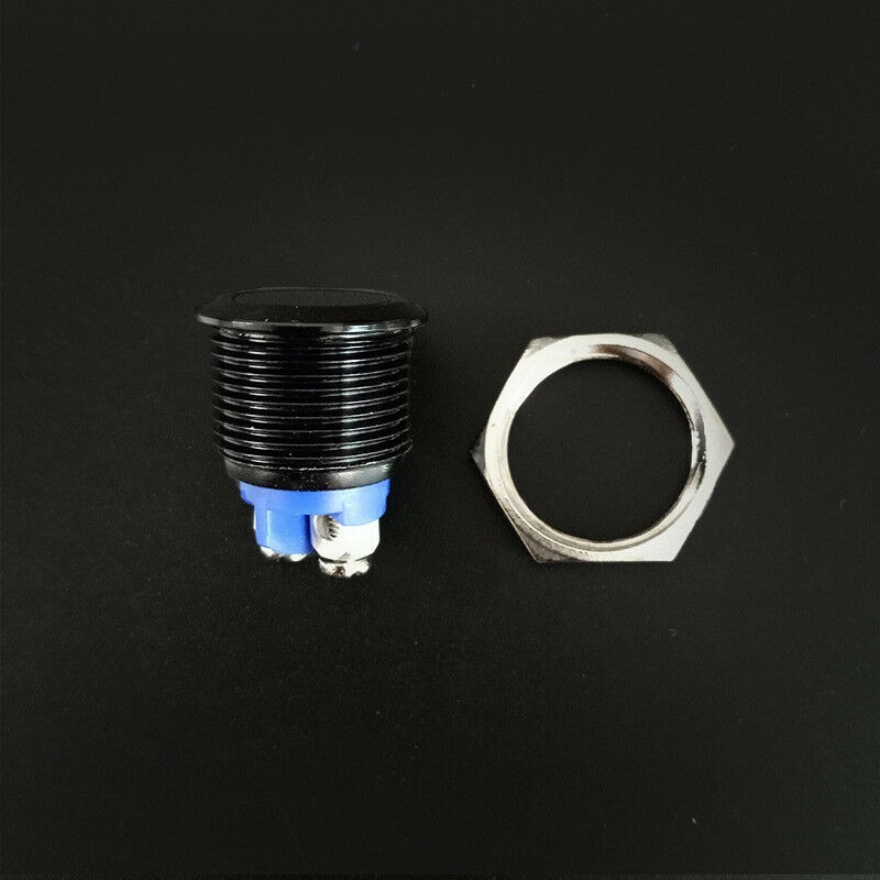 Metal Push Button Waterproof Switch Black Momentary Reset DC 2A 12V-36V Car/Boat