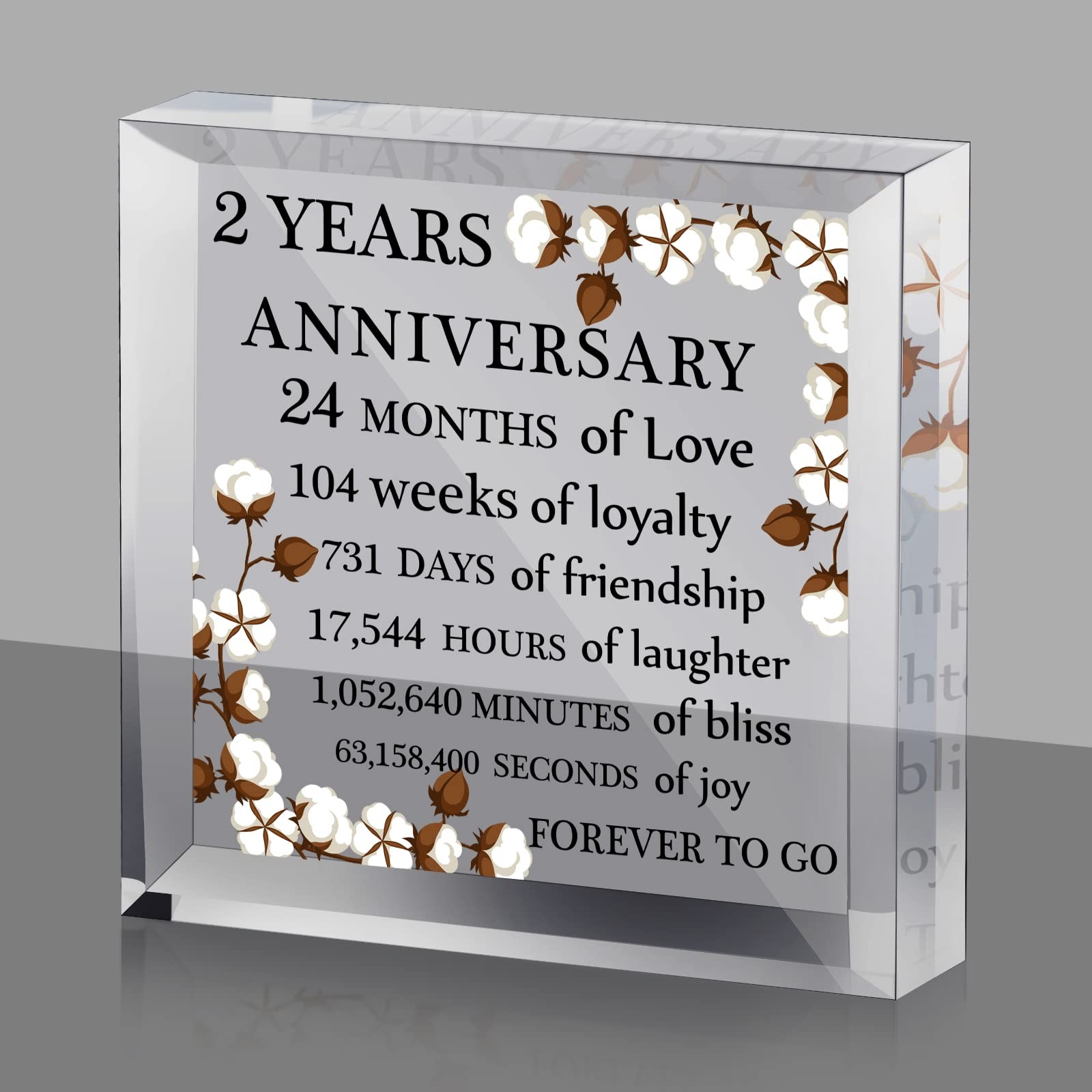 Yalikop 2 Years Anniversary Acrylic Gift for Him 0.6 Thickness, Clear Or Na