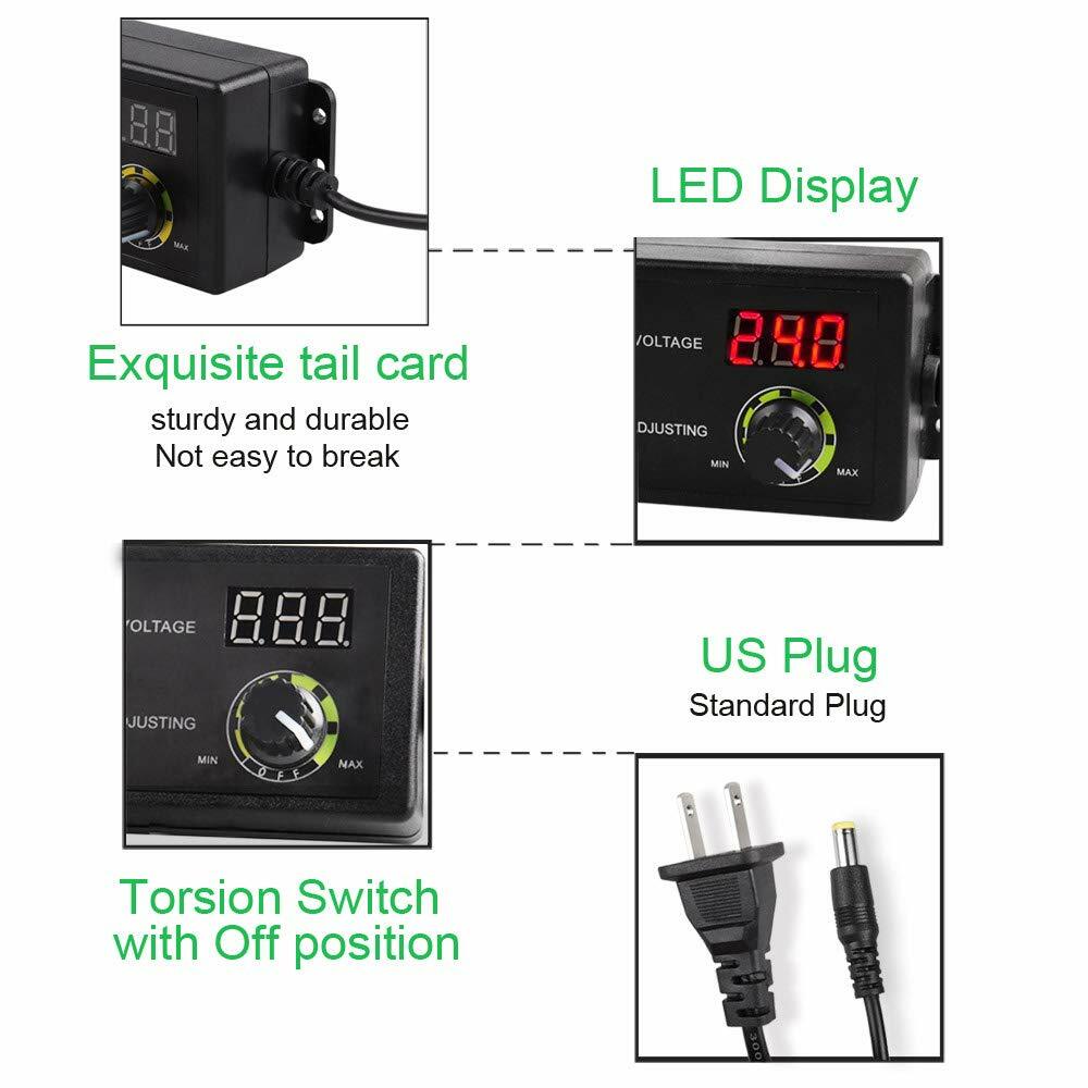 60W Adjustable Voltage 3 to 24V AC/DC Switch Power Supply Adapter 9 Plugs LED