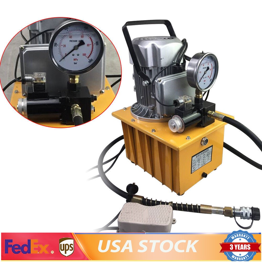 750W 10000 PSI Electric Hydraulic Pump Power Pack Single Acting Solenoid Valve
