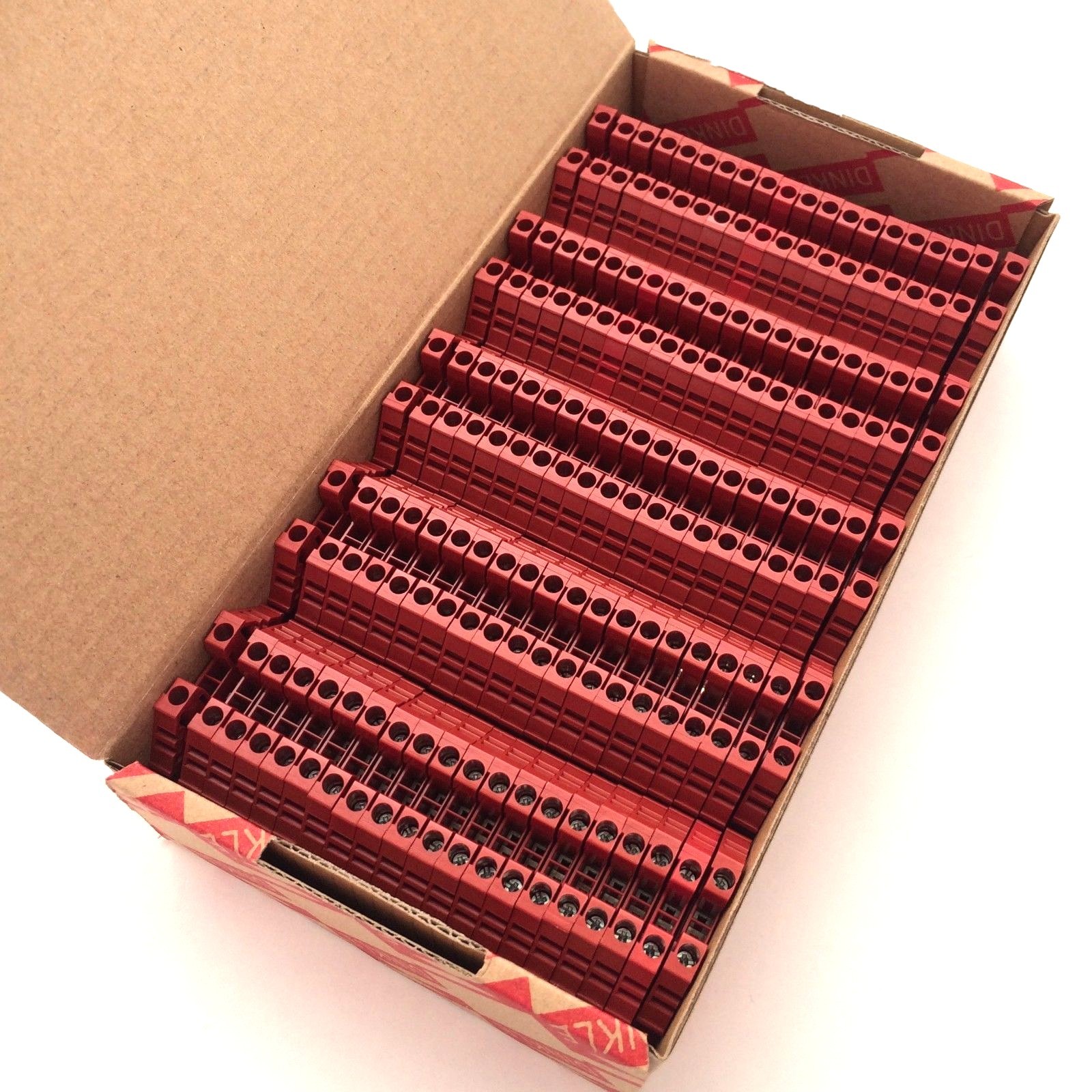 DIN Rail Terminal Blocks 100 Quantity DK2.5N-RD Dinkle Red 12 AWG 20 A 600 V