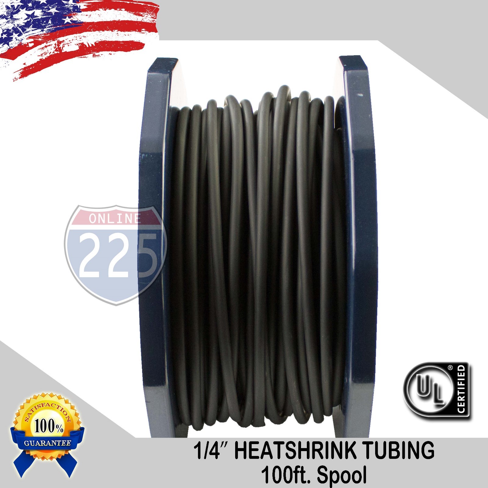 100 FT. 100′ Feet BLACK 1/4″ 6mm Polyolefin 2:1 Heat Shrink Tubing Tube Cable UL