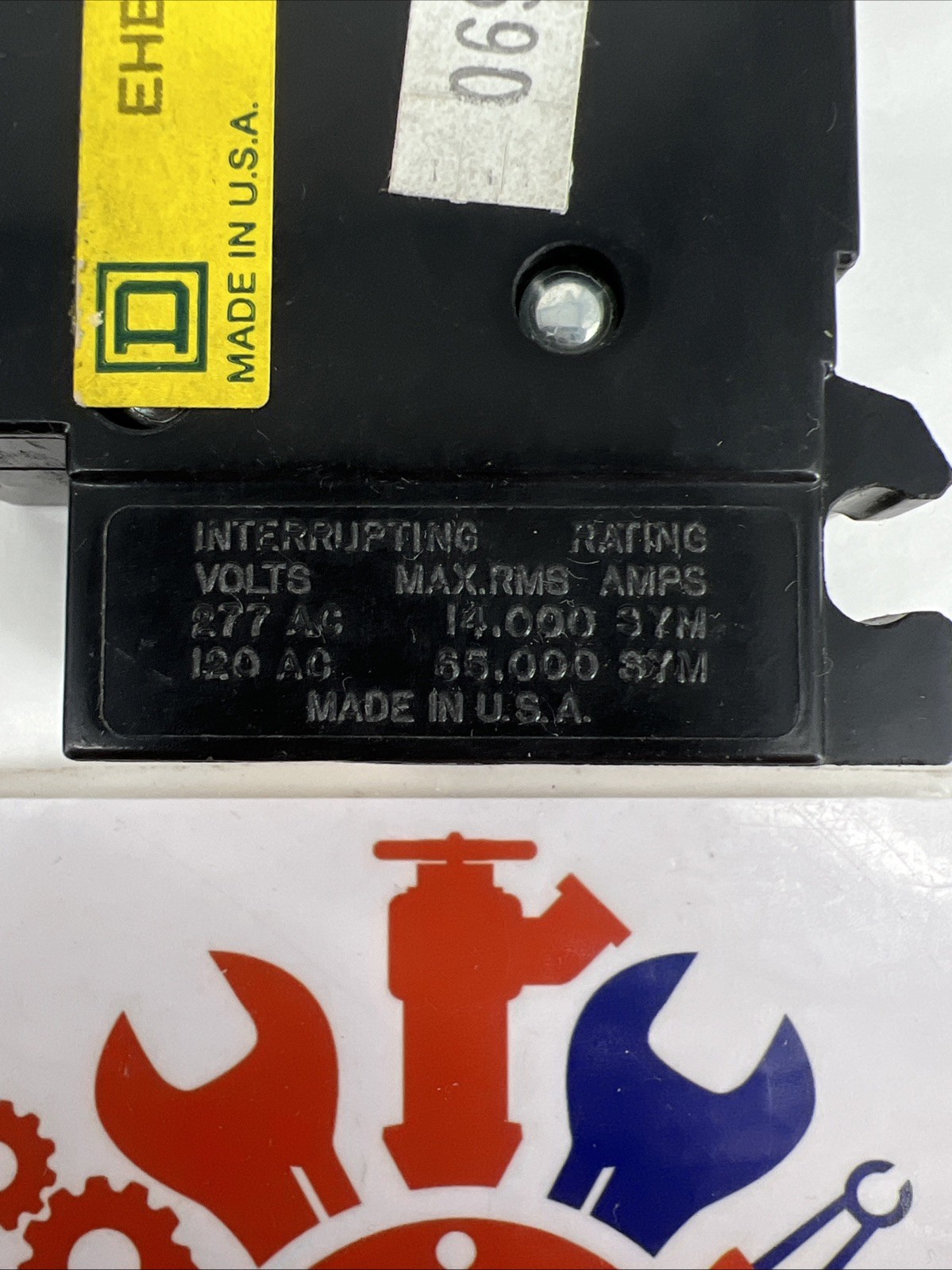 Square D EHB14020 Circuit Breaker, 20A, 1 Pole, 277V, Type EHB, Bolt-On