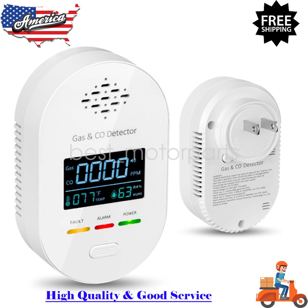 Portable 4-in-1 CO Detector with Smoke & Natural Gas, Plug-in Safety Alarm